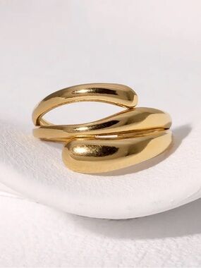 Gold Sculptural Wrap Ring | Open Band | Gold PVD Stainless Steel
